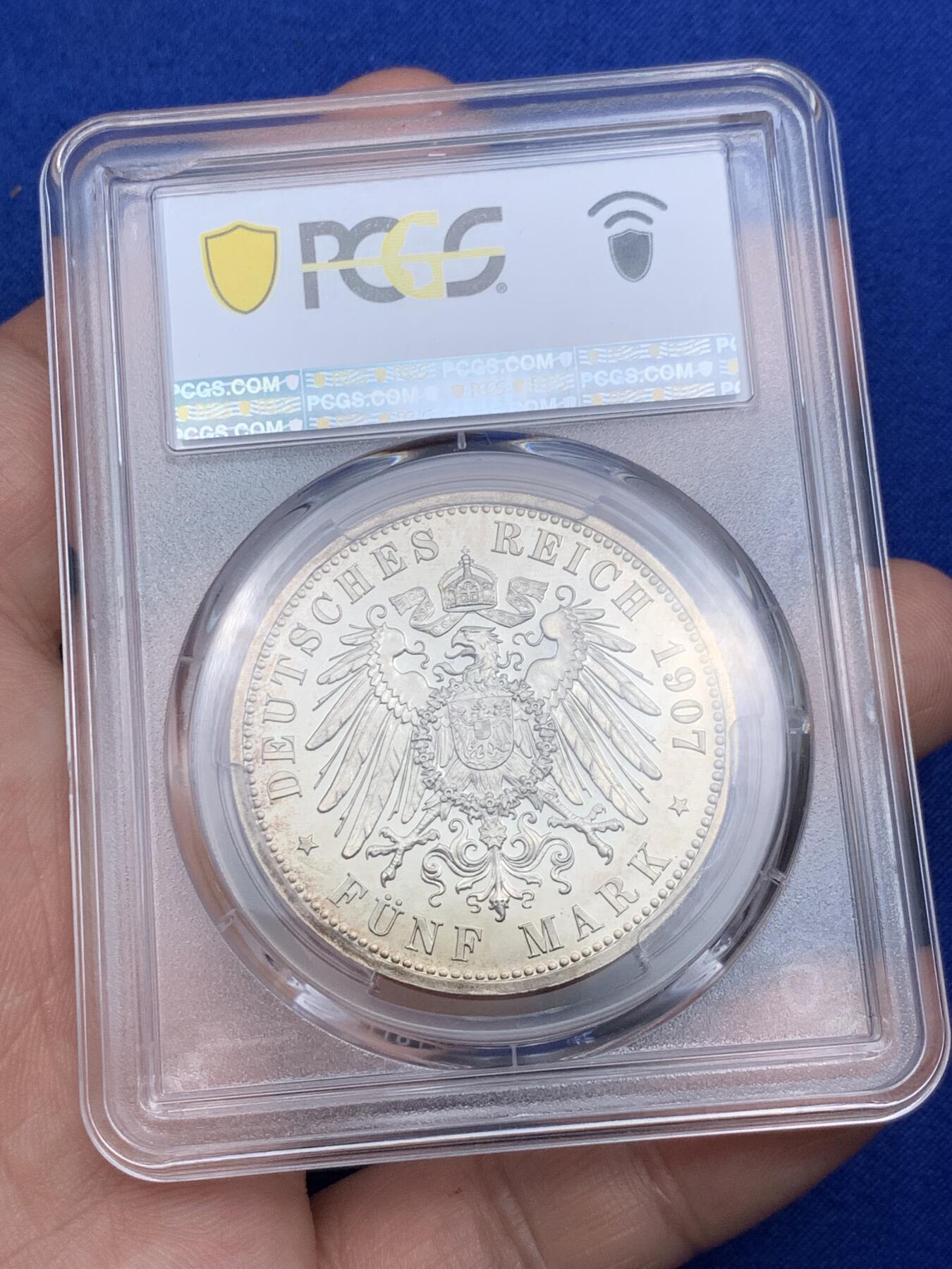 《竞宝斋》第290场- 周日，周一，周二 3场连拍 （全场包邮） PCGS PR66CAM 德国1907吕贝克精制5马克