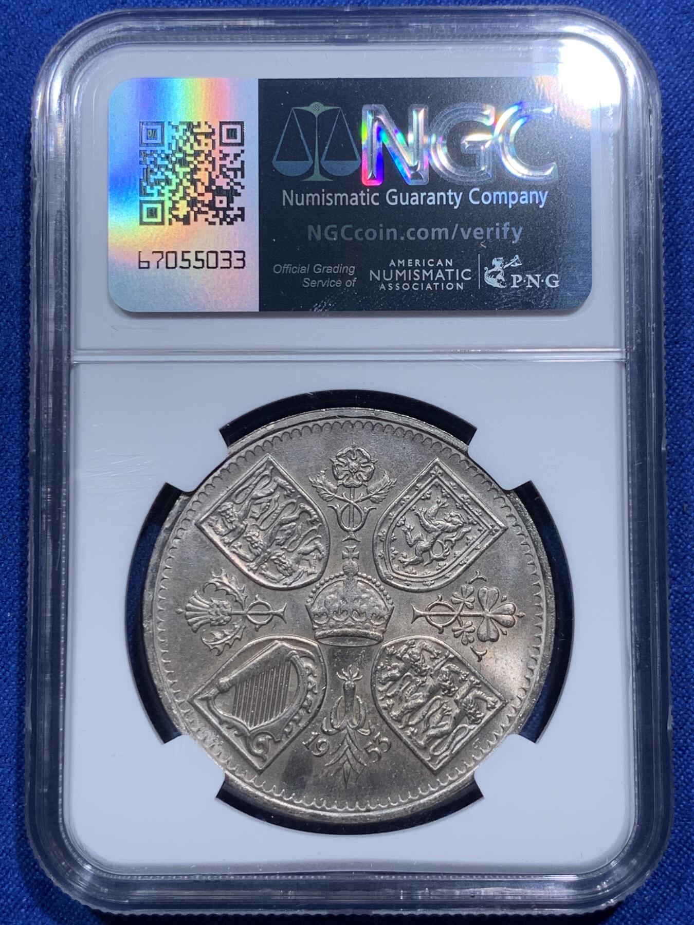 《竞宝斋》第290场- 周日，周一，周二 3场连拍 （全场包邮） NGC MS64 1953年英国伊丽莎白二世女王登基纪念克朗 经典品种