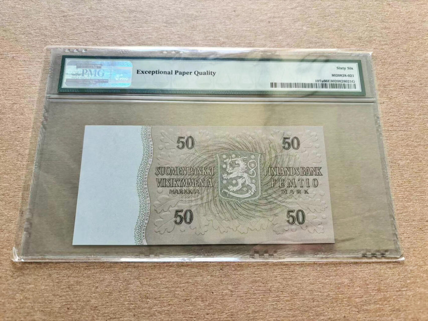 【Blue Auction】✨世界纸币精拍第510期【精】 【无47 a版】芬兰 1963年50马克 PMG66EPQ 
