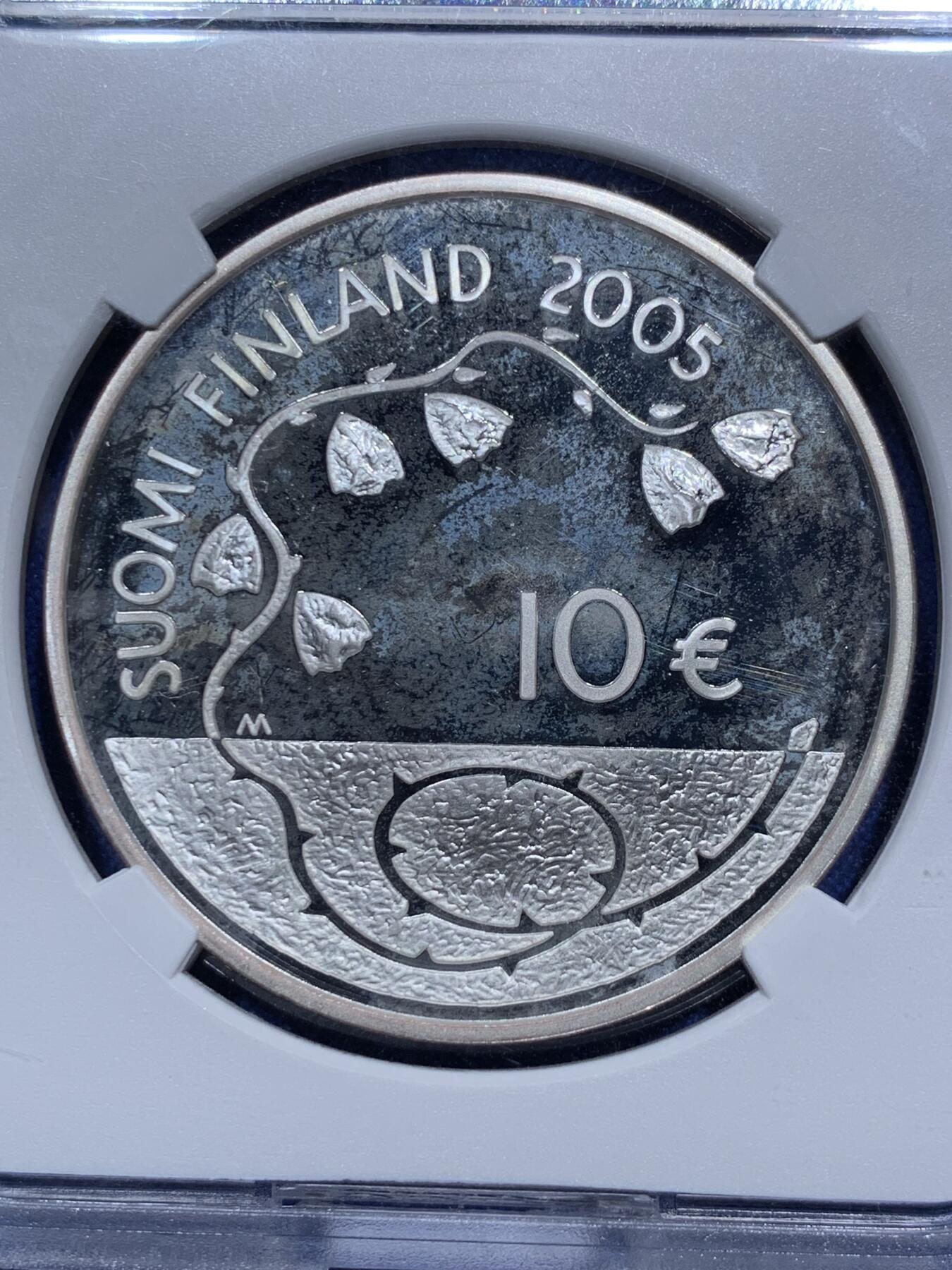 《竞宝斋》第290场- 周日，周一，周二 3场连拍 （全场包邮） TQG PF61UC 芬兰2005年和平60周年欧洲之星系列10欧元银币