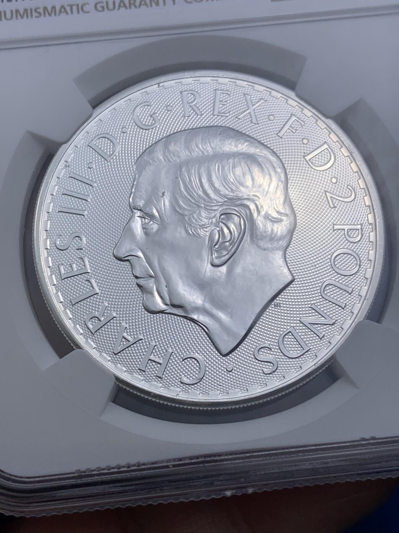 《竞宝斋》第290场- 周日，周一，周二 3场连拍 （全场包邮） NGC MS69 英国2023年查尔斯海神一盎司大银币