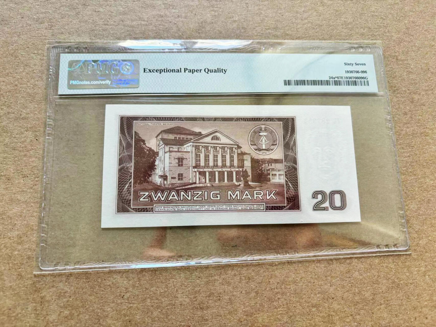 【Blue Auction】✨世界纸币精拍第510期【精】 【补号】德国 1964年20马克 PMG67EPQ 高分