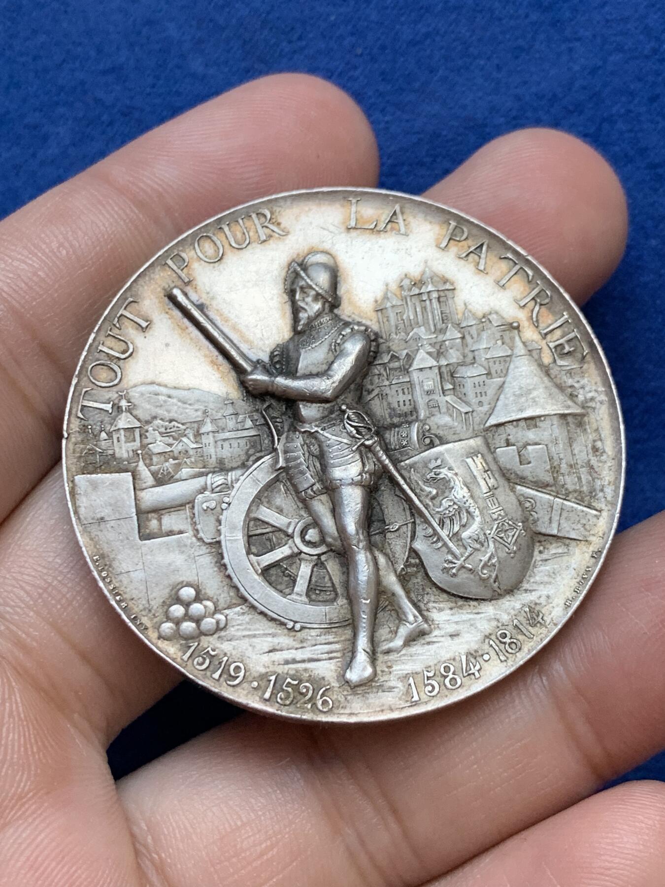 《竞宝斋》第291场- 周日，周一，周二 3场连拍 （全场包邮） 瑞士1887年联邦日内瓦射击节银章，38.23g，45.3mm