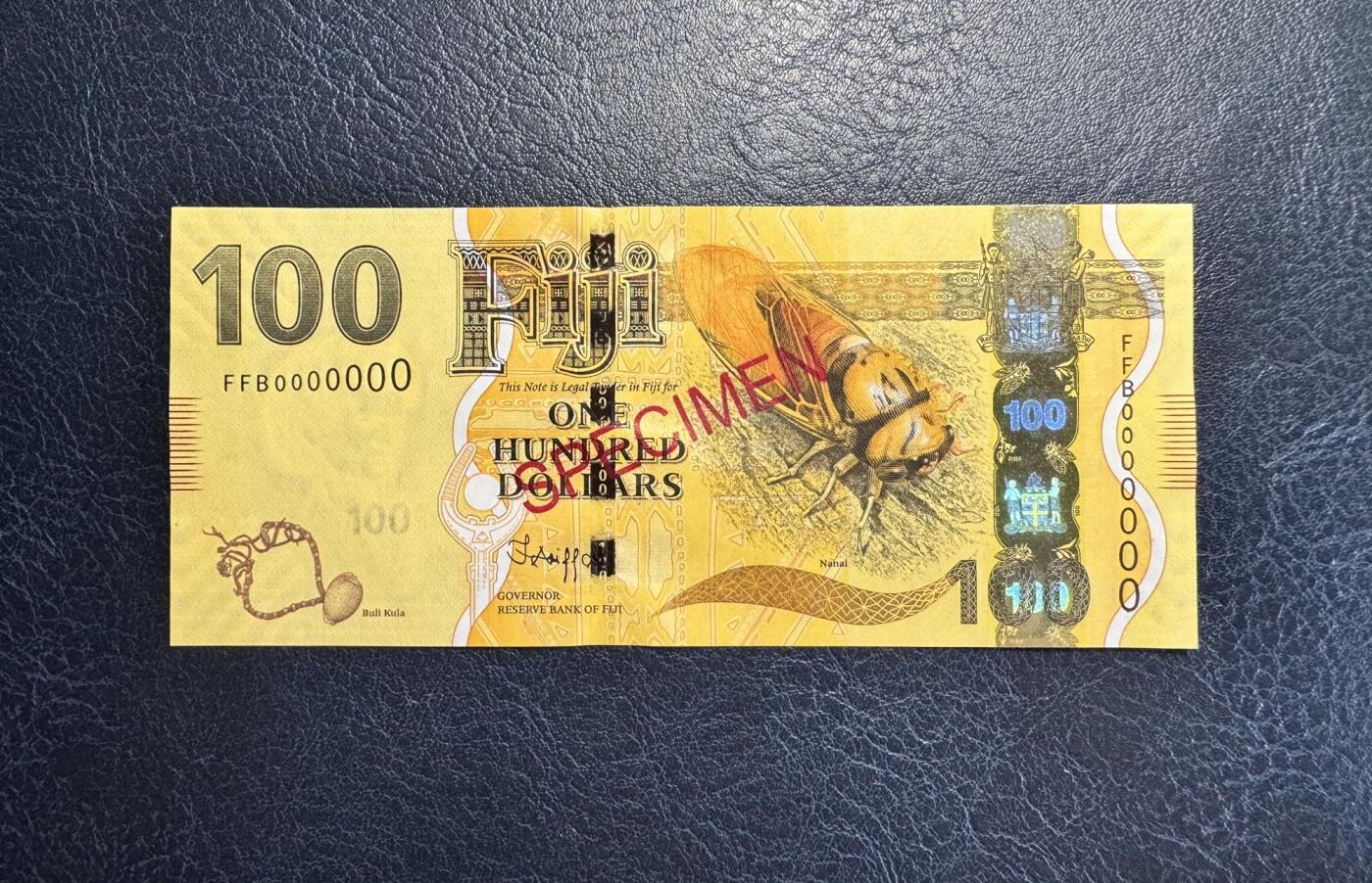 收藏联盟Quantum Auction 第363期拍卖  斐济2013年版100元全0样票 品相全新UNC 大金蝉