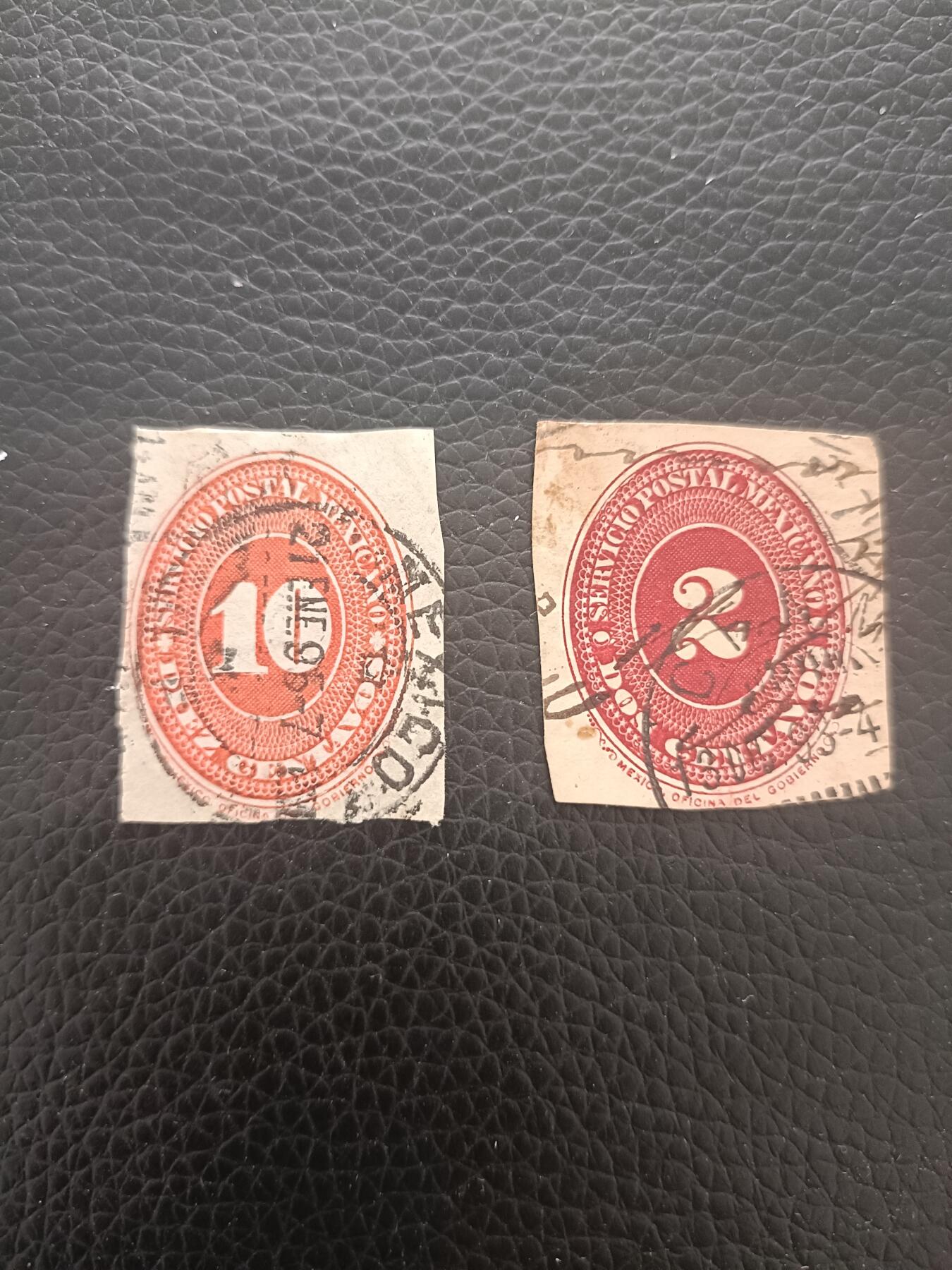 32外国邮票 墨西哥1886-94年古典数字邮票2枚销票