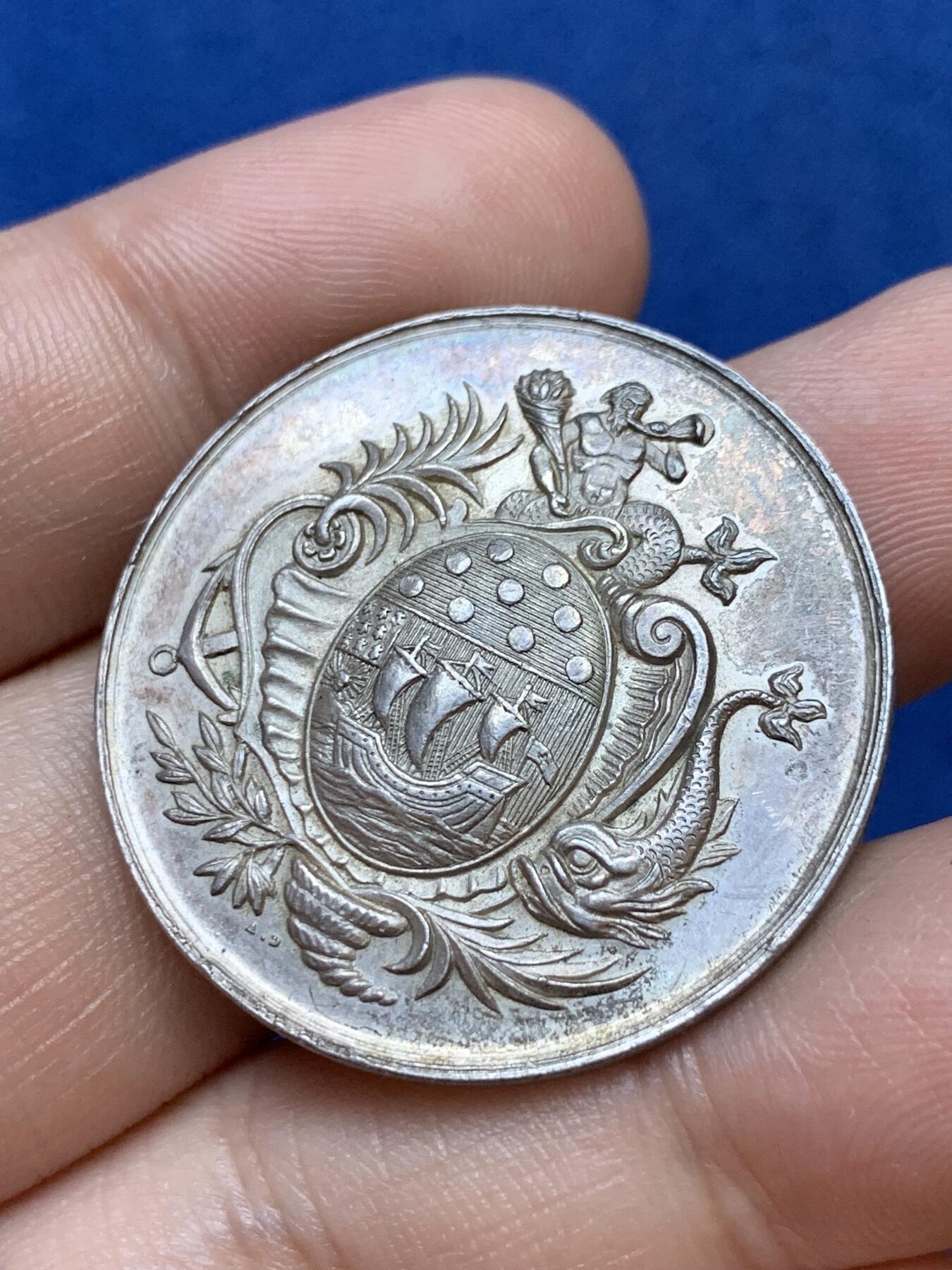 《竞宝斋》第291场- 周日，周一，周二 3场连拍 （全场包邮） 法国银质jeton，洛里昂储蓄银行，14.86g，33.7mm，丰饶角边铭