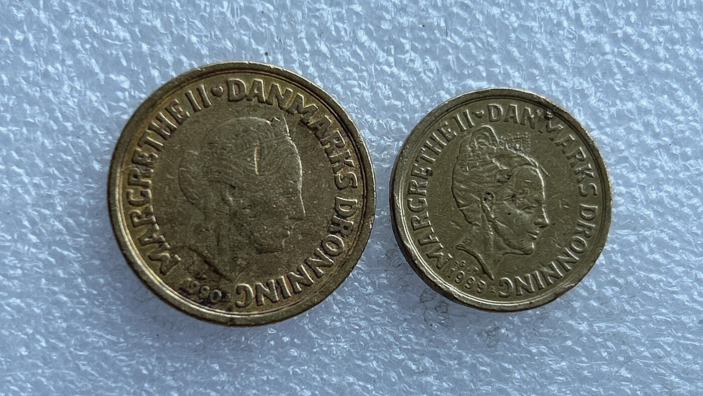 第一海外回流一元起拍收藏 散币专场 第103期 丹麦10+20克朗币 玛格丽特女王