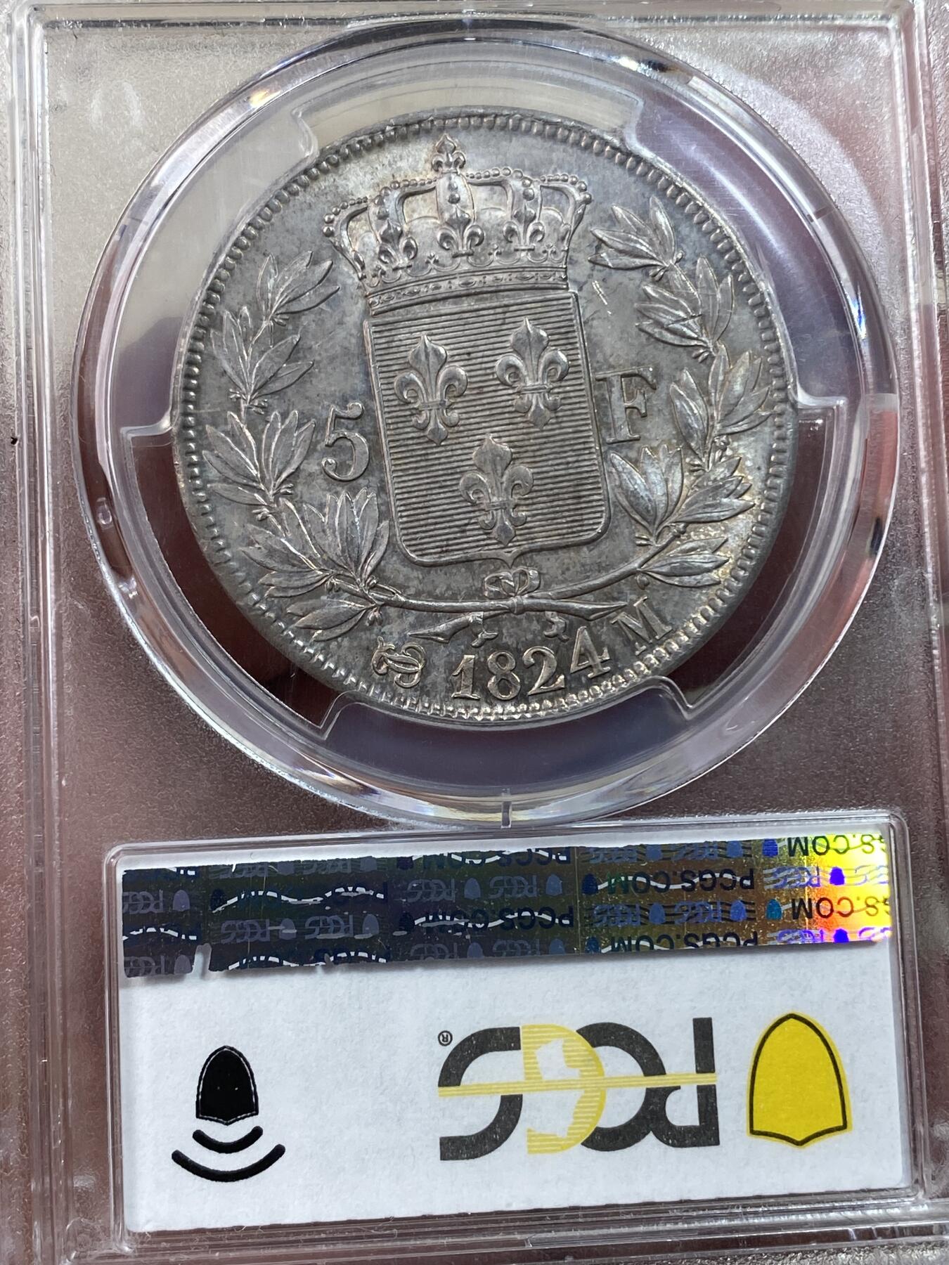 万国钱币拍卖第030期（万国三十期纪念大拍） PCGS MS64 1824年法国路易十八世5法郎大银币 来自德国老藏家 无弱打淡彩非常难得