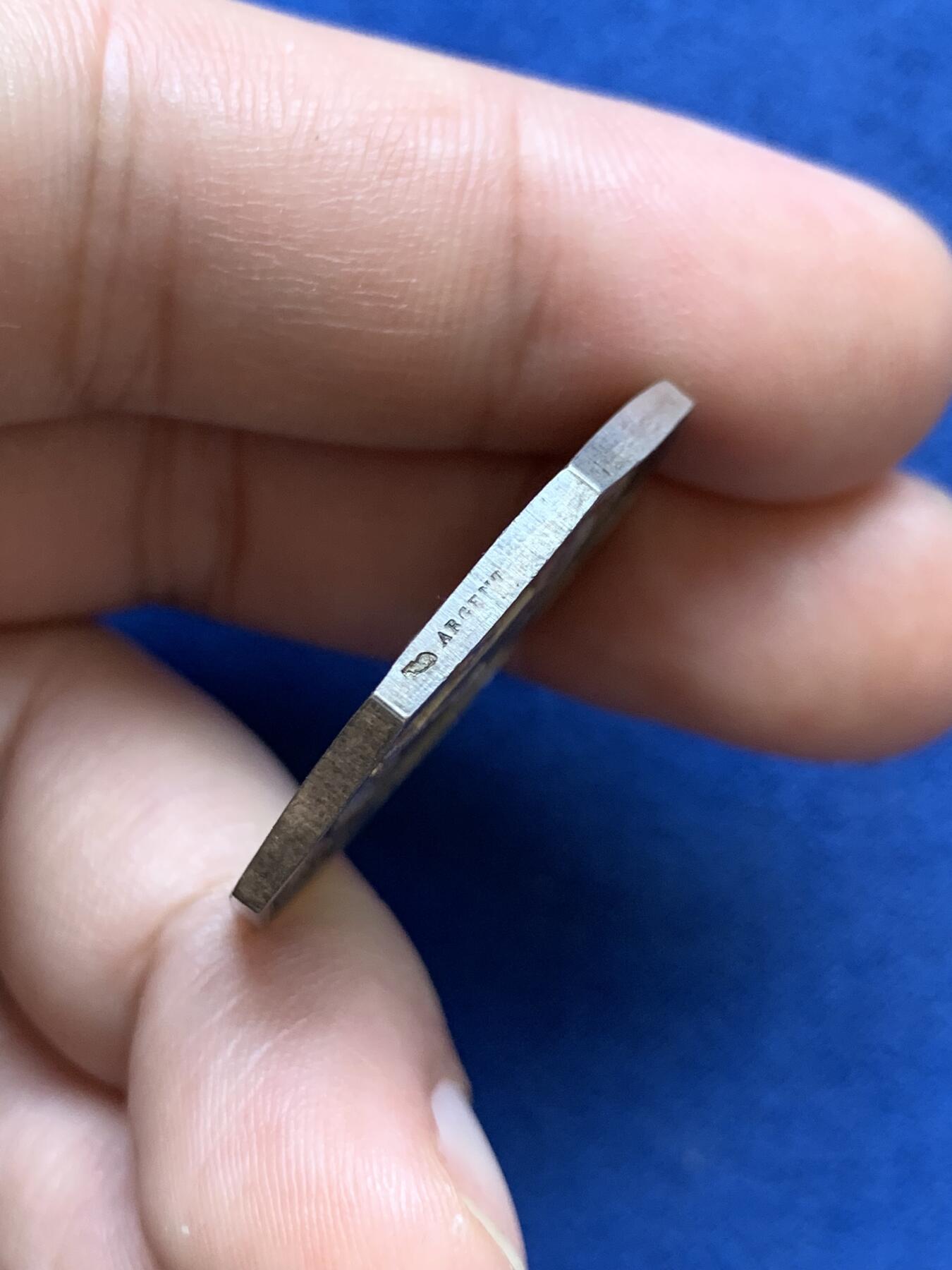 《竞宝斋》第291场- 周日，周一，周二 3场连拍 （全场包邮） 法国杜艾岛公证处八角银jeton，30mm，12克，丰饶角+ARGENT边铭