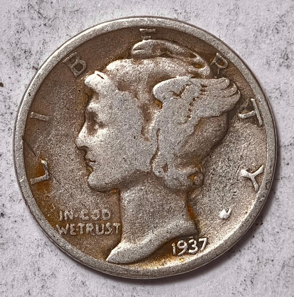 紫瑗钱币——第428期 美国 1937年 墨丘比利 小飞侠 10美分 2.5克 0.9银