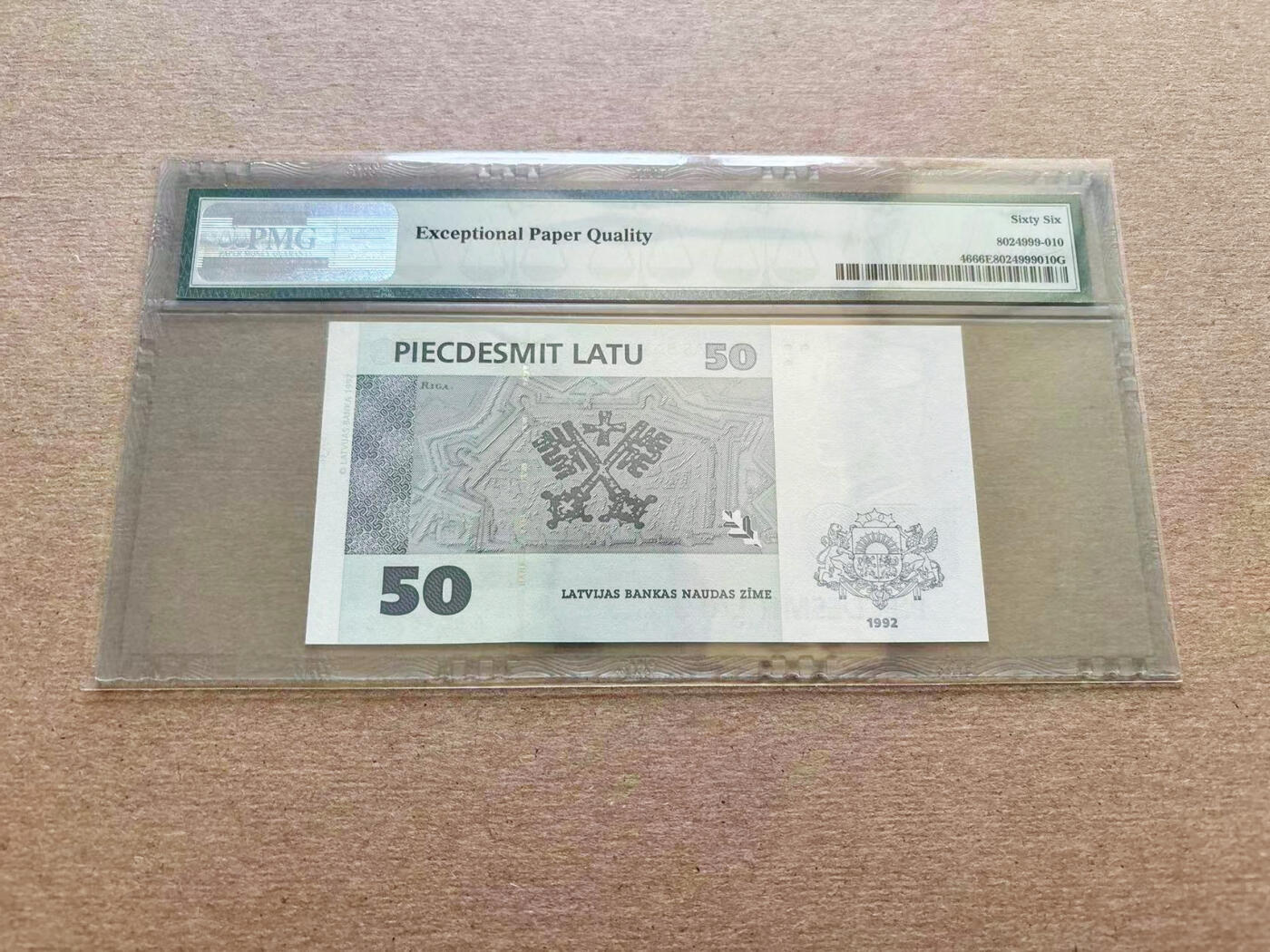 【Blue Auction】✨世界纸币精拍第511期【精】 【AA冠】拉脱维亚 1992年50拉图 PMG66EPQ   