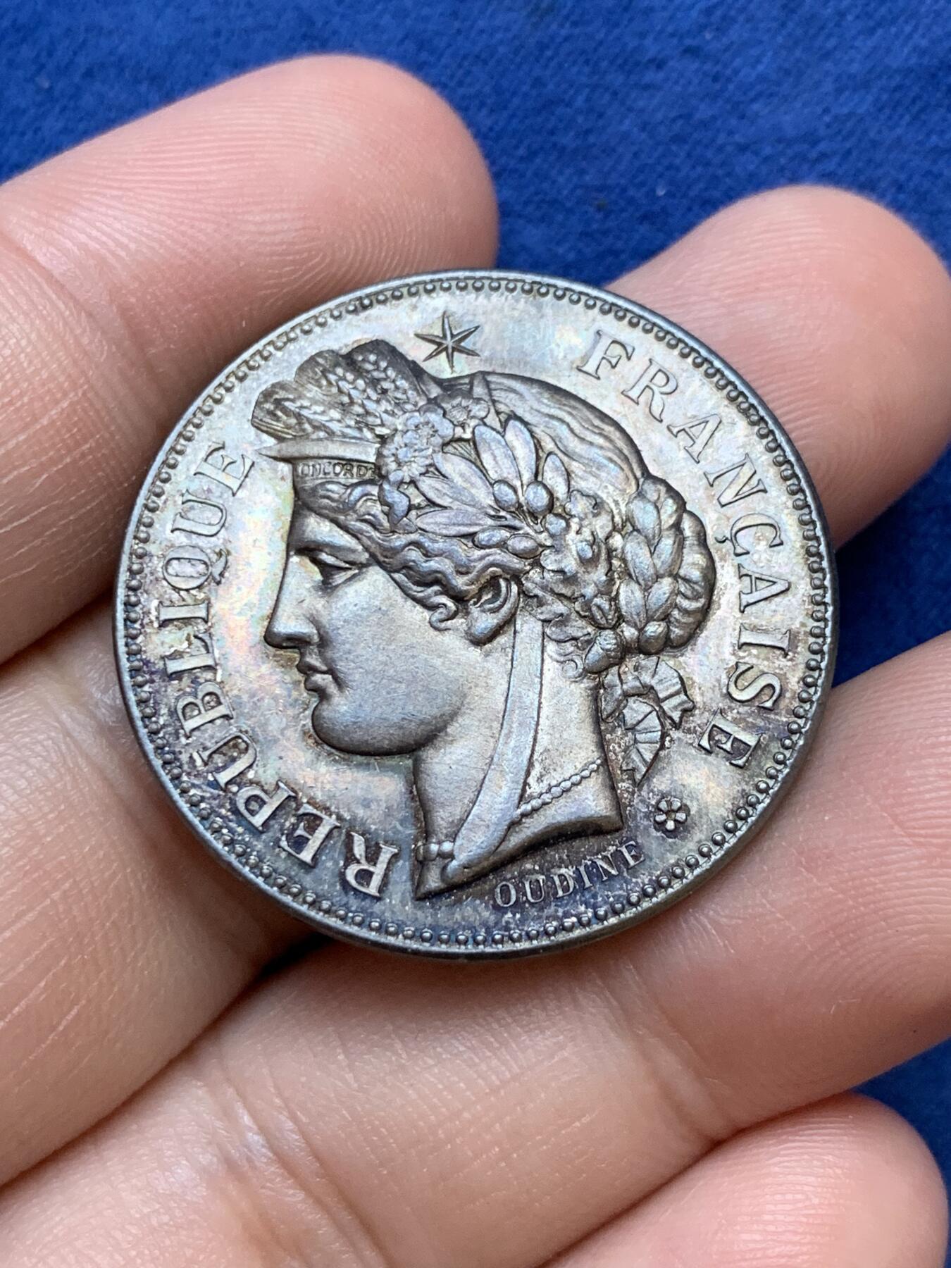 《竞宝斋》第291场- 周日，周一，周二 3场连拍 （全场包邮） 法国小学学习证书、考试委员会银质代币，16.02g，32.3mm，丰饶角边铭