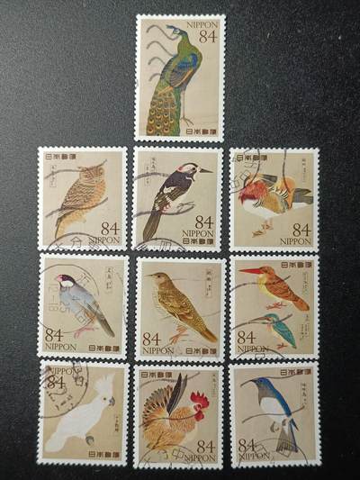 ↓君缘收藏170期☞钱币邮品↓无佣金、可寄存、满10元包邮  - 日本邮票，2022年自然的记录第2集，选自东洋文库《禽镜》10全