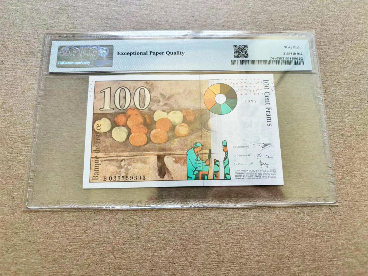 【Blue Auction】✨世界纸币精拍第511期【精】 【无47】法国 1997年100法郎 PMG68EPQ 超高分