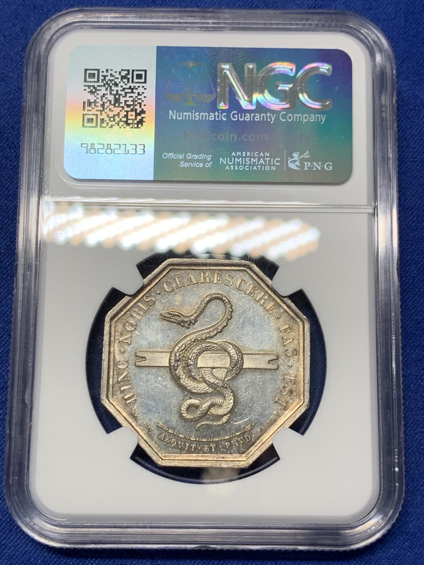 《竞宝斋》第291场- 周日，周一，周二 3场连拍 （全场包邮） NGC-MS64 法国八角银章，特雷武公证人协会