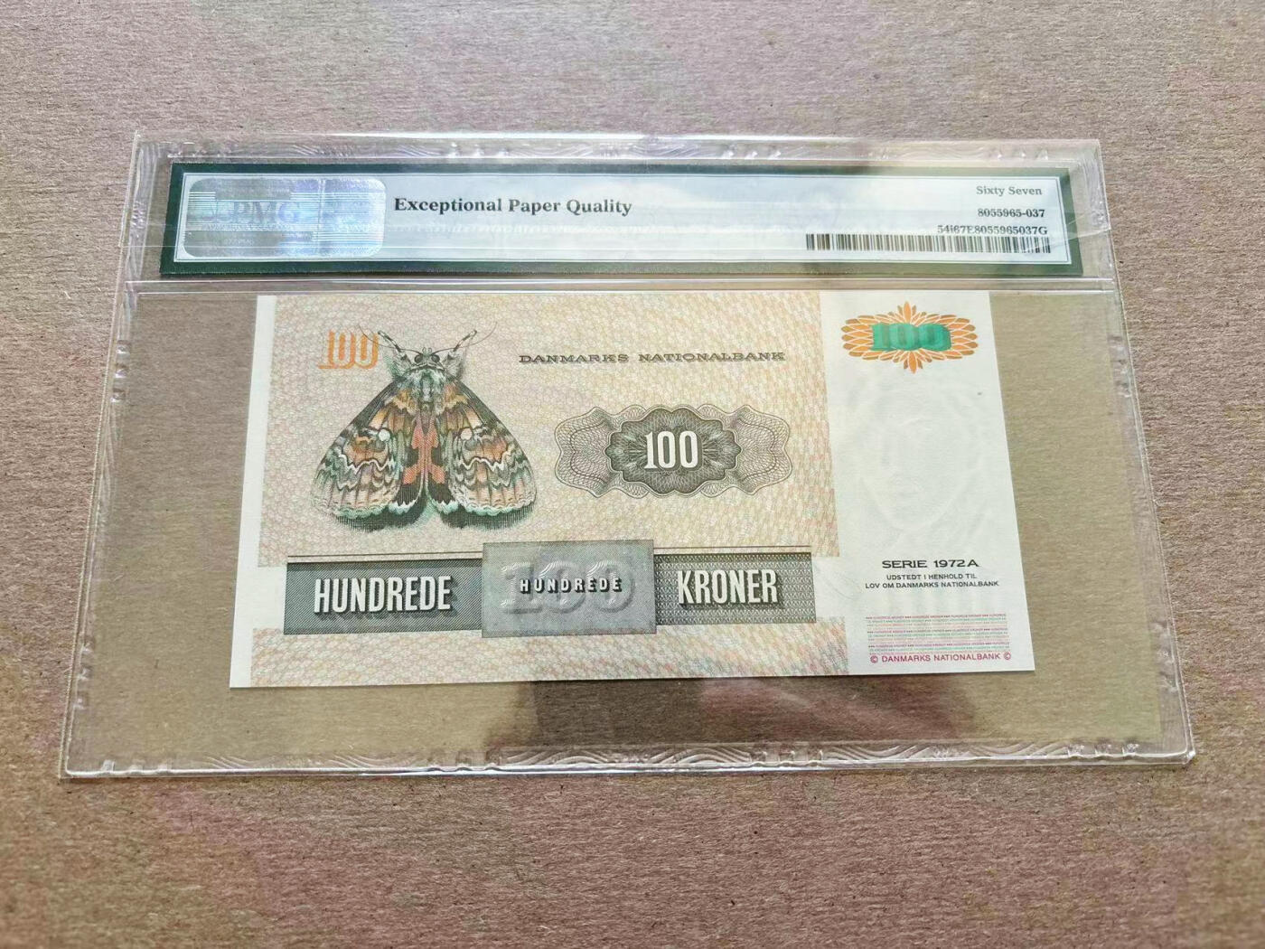 【Blue Auction】✨世界纸币精拍第511期【精】 【无47】丹麦 1998年100克朗 大飞蛾 PMG67EPQ 高分 
