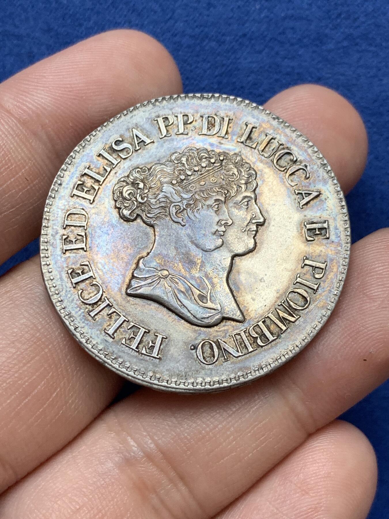 《竞宝斋》第290场- 周日，周一，周二 3场连拍 （全场包邮） 意大利卢卡1805年5法郎银币