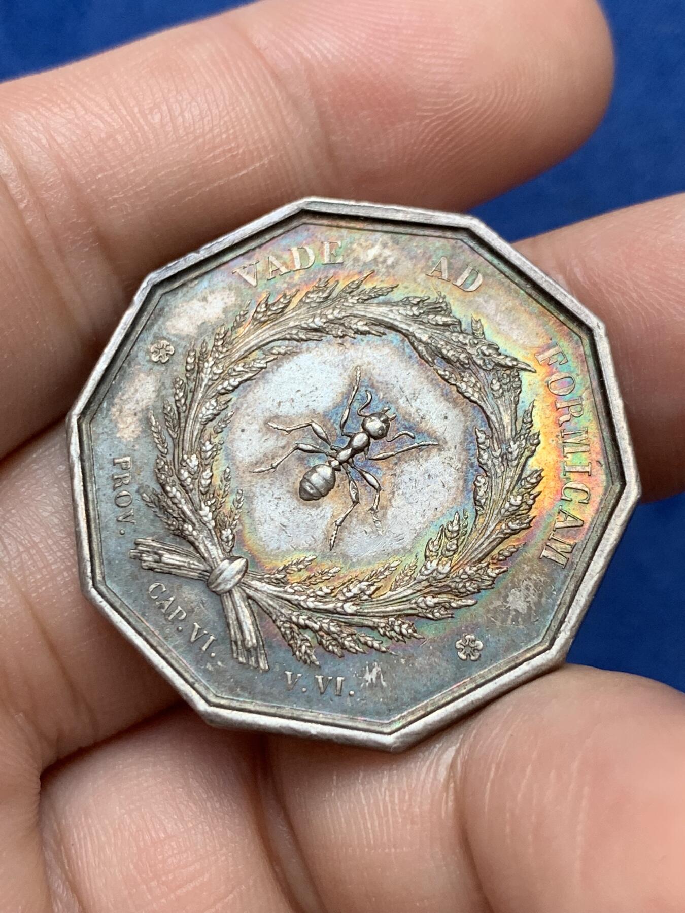 《竞宝斋》第291场- 周日，周一，周二 3场连拍 （全场包邮） 法国里昂储蓄银行十角银jeton，33mm，15.8克，蜜蜂+ARGENT边铭