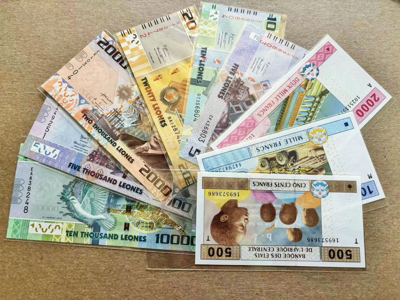 【Blue Auction】✨世界纸币精拍第511期【精】 【一组9张】中非共同体、塞拉利昂纸币一组 全新UNC