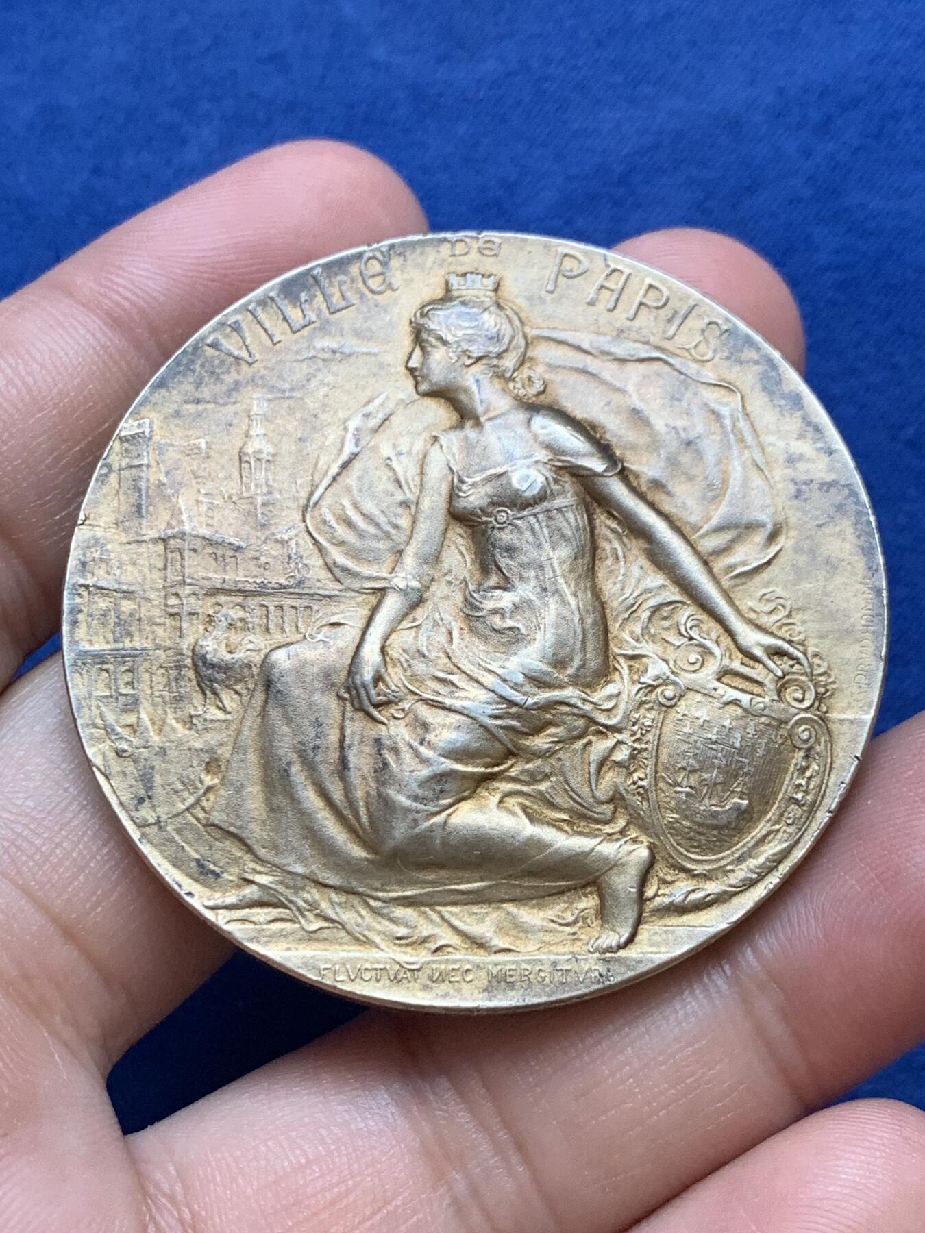 《竞宝斋》第291场- 周日，周一，周二 3场连拍 （全场包邮） 法国塞纳省鼓励善行镀金银章，64.02g，50.2mm，丰饶角2ARGENT边铭，含银80%