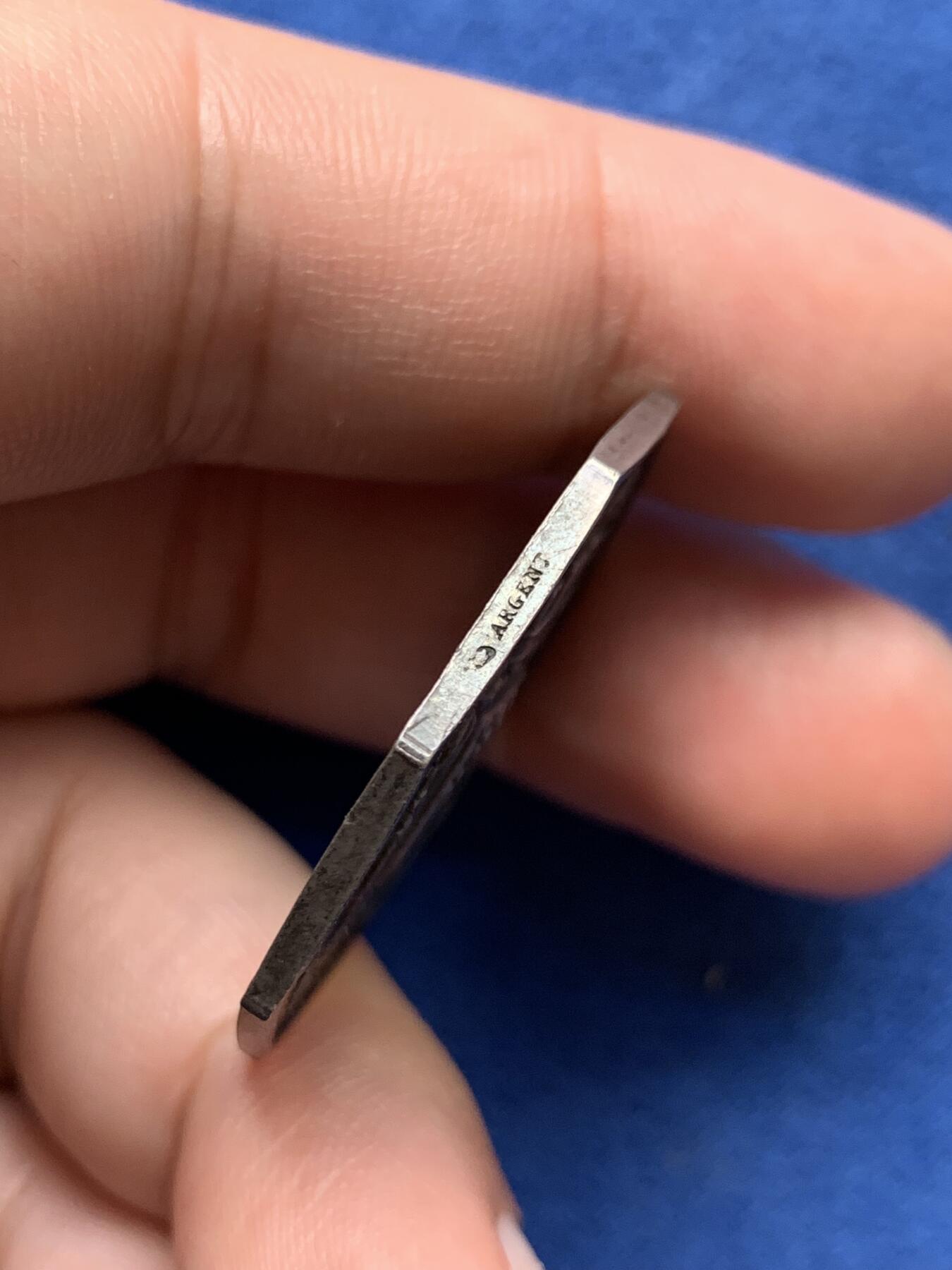 《竞宝斋》第291场- 周日，周一，周二 3场连拍 （全场包邮） 法国阿贝维尔市商会（女神手握大船锚）八角银jeton，33mm，12.63克，丰饶角+ARGENT边铭