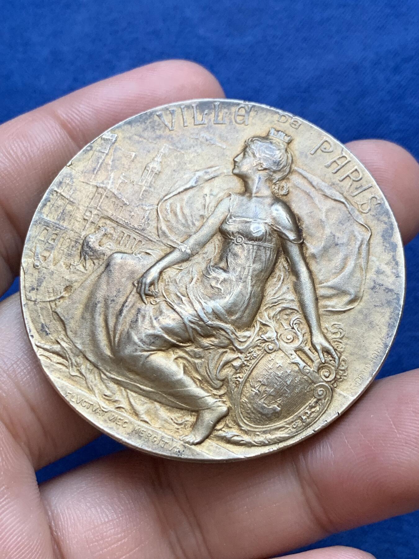 《竞宝斋》第291场- 周日，周一，周二 3场连拍 （全场包邮） 法国塞纳省鼓励善行镀金银章，64.02g，50.2mm，丰饶角2ARGENT边铭，含银80%