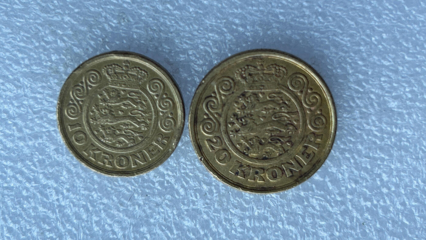 第一海外回流一元起拍收藏 散币专场 第103期 丹麦10+20克朗币 玛格丽特女王