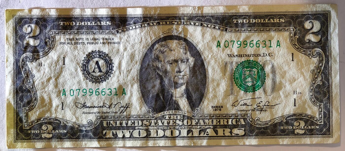 紫瑗钱币——第391期拍卖——纸币场 美国 1976年 A版 无序列 托马斯.杰斐逊 2美元 AU