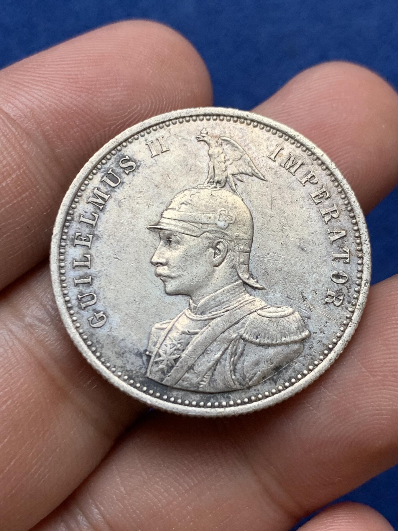 《竞宝斋》第290场- 周日，周一，周二 3场连拍 （全场包邮） 德属东非1904年A版威廉二世1卢比银币