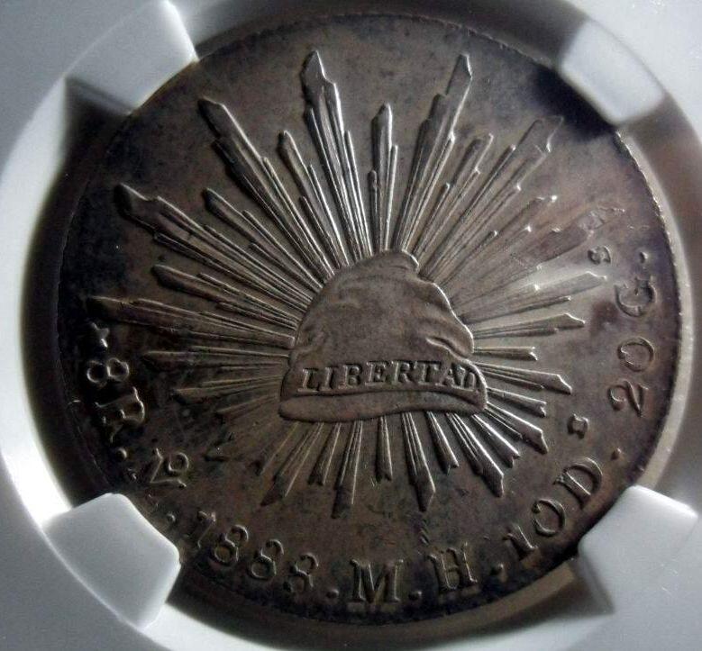 欧美回流精选 NGC MS63 墨西哥1888年MO版鹰洋8R银币