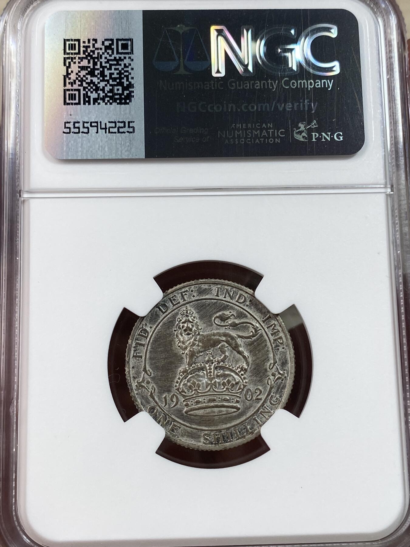 万国钱币拍卖第030期（万国三十期纪念大拍） NGC PF64 1902年英国爱德华七世马剑1先令 精制MATTE原盒装彩 完美状态