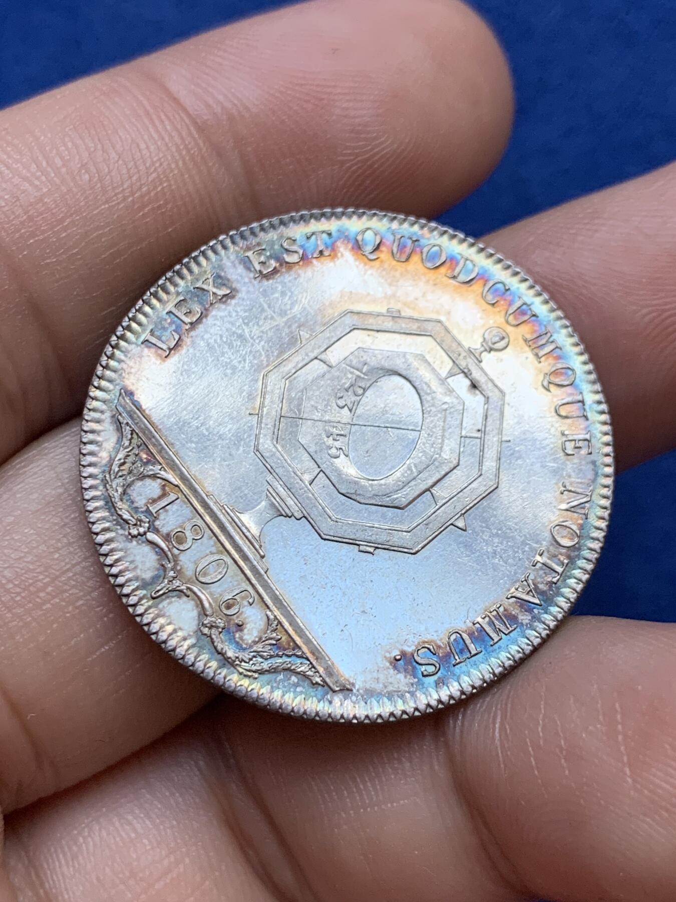 《竞宝斋》第291场- 周日，周一，周二 3场连拍 （全场包邮） 法国1806年蒂耶里堡公证人协会银质代币，11.91g，32.3mm，早期无边铭