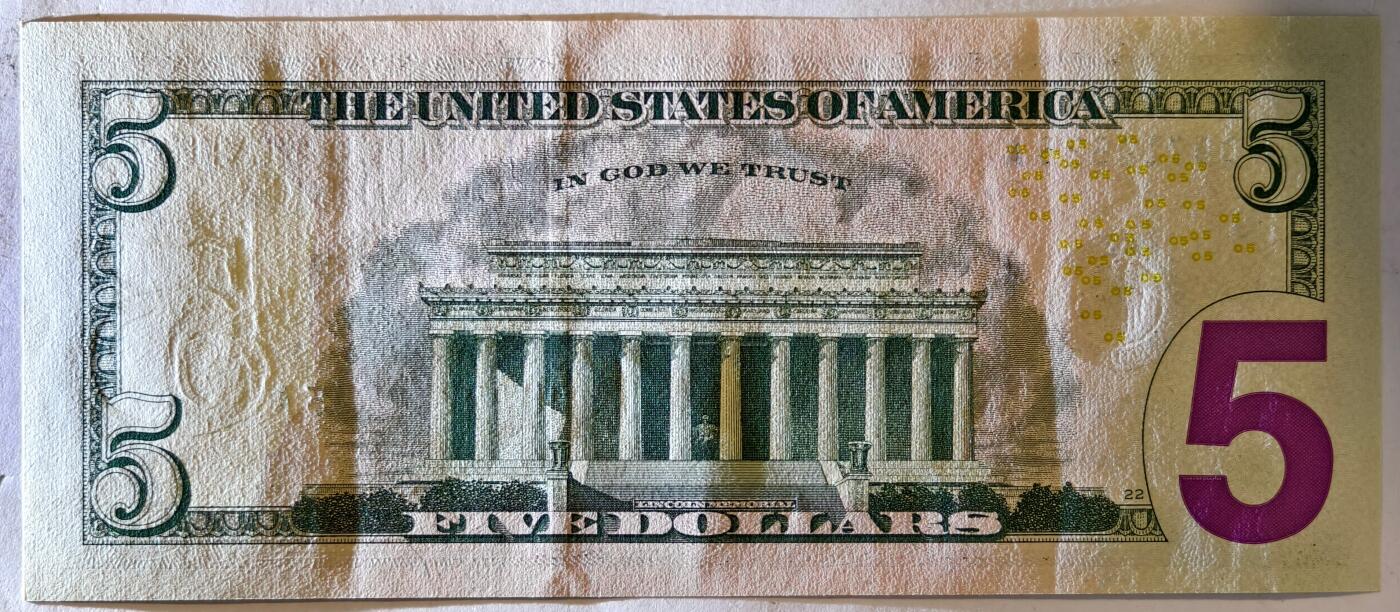 紫瑗钱币——第391期拍卖——纸币场 美国 2021年 H版 无序列 亚伯拉罕·林肯 5美元 彩色版 AU