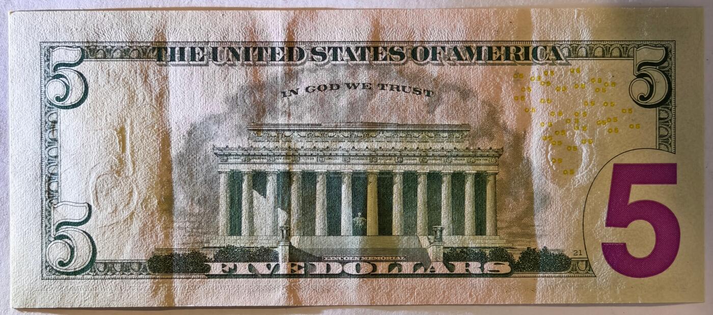 紫瑗钱币——第391期拍卖——纸币场 美国 2021年 H版 无序列 亚伯拉罕·林肯 5美元 彩色版 AU