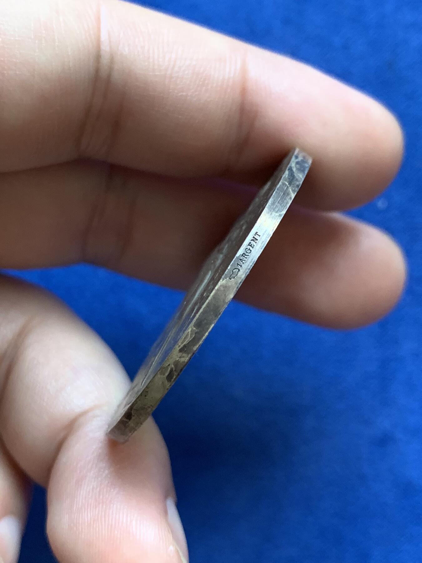 《竞宝斋》第291场- 周日，周一，周二 3场连拍 （全场包邮） 法国巴黎农业协会银章，36.48g，41mm，丰饶角1ARGENT边铭