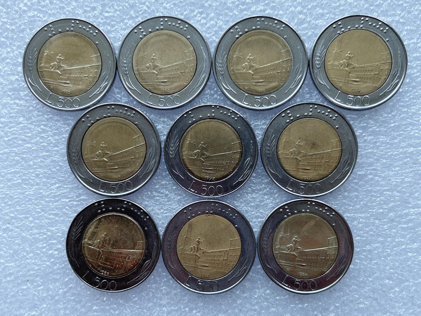 第一海外回流一元起拍收藏 散币专场 第103期 意大利500里拉双色币 10枚