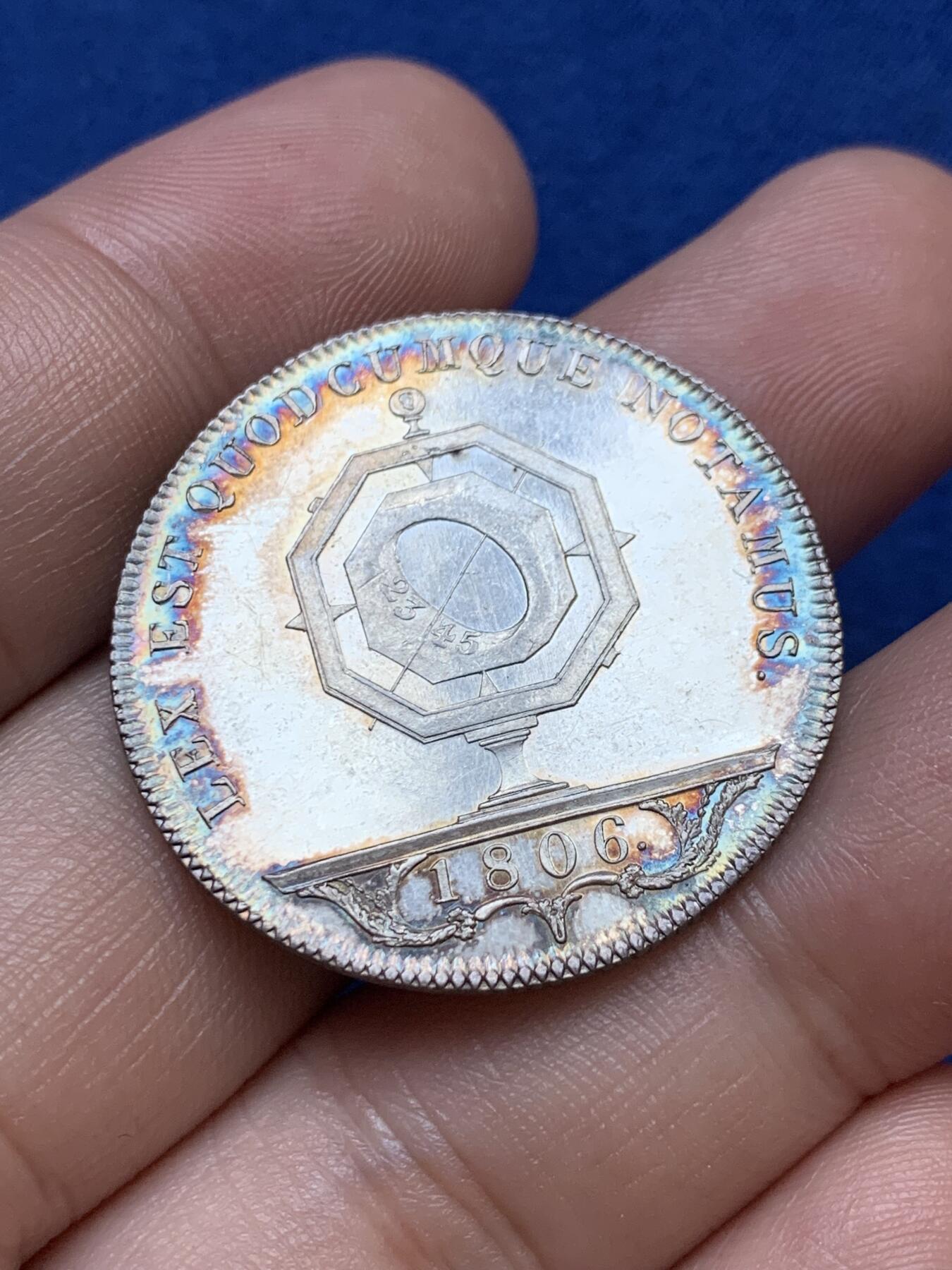 《竞宝斋》第291场- 周日，周一，周二 3场连拍 （全场包邮） 法国1806年蒂耶里堡公证人协会银质代币，11.91g，32.3mm，早期无边铭