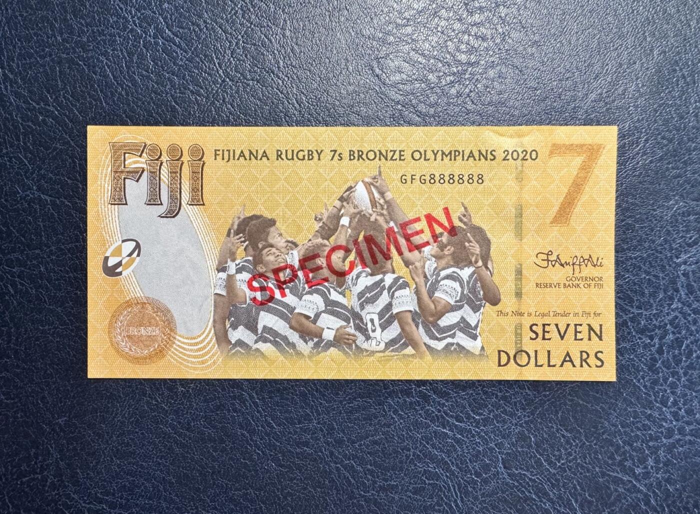 收藏联盟Quantum Auction 第363期拍卖  斐济2020年7元奥运夺奖纪念钞全同8号样钞 品相全新UNC