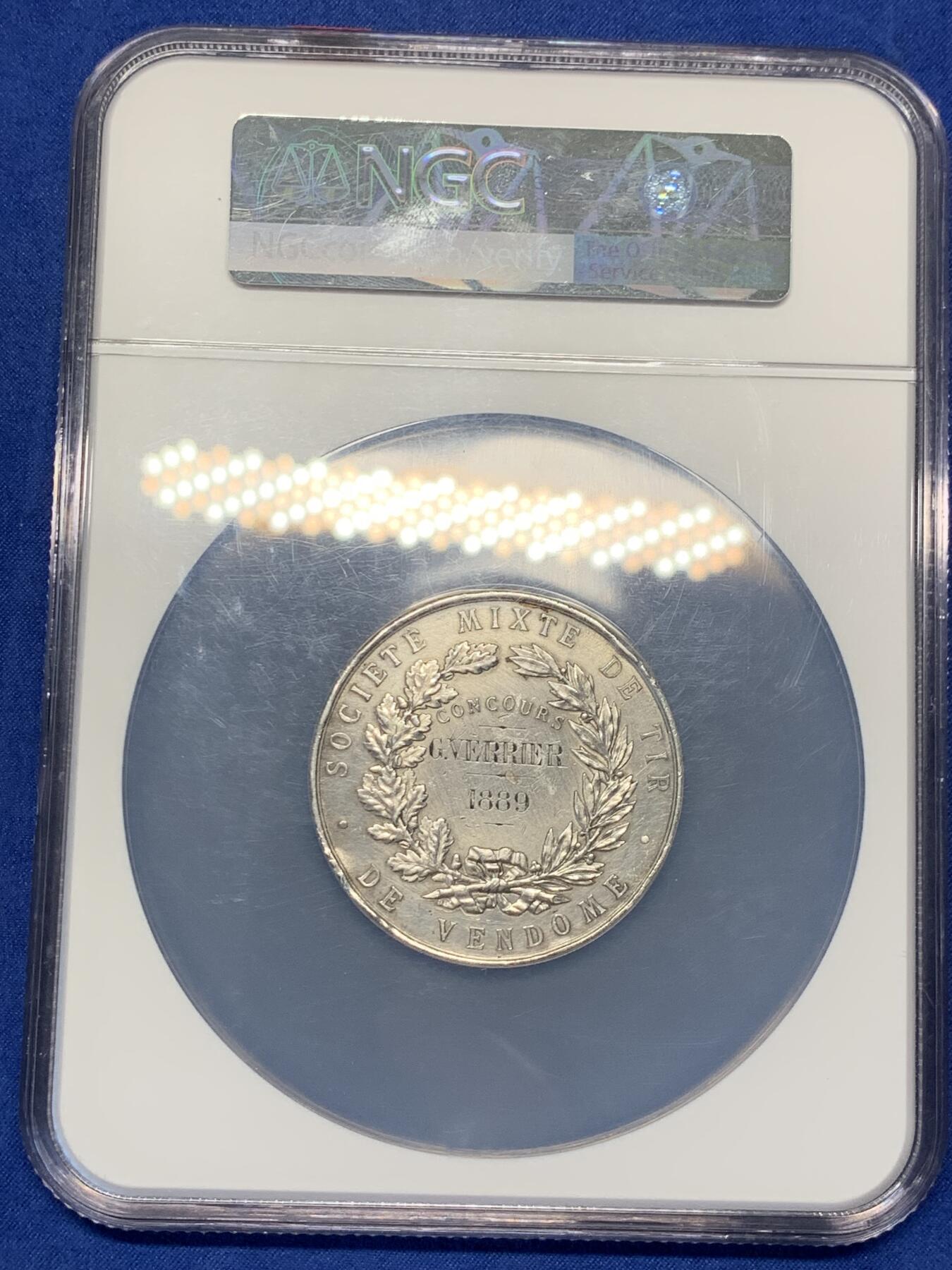 《竞宝斋》第291场- 周日，周一，周二 3场连拍 （全场包邮） NGC-UNCD 法国旺多姆射击公司大银章，直径50mm左右