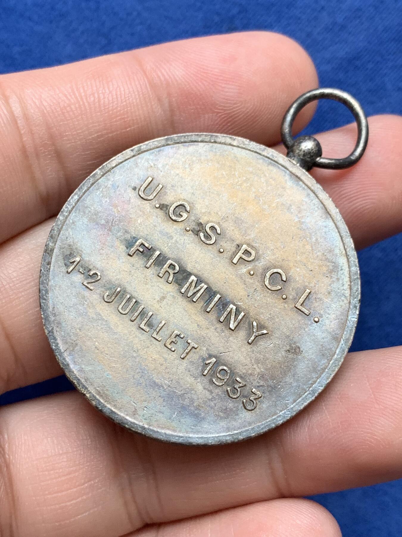 《竞宝斋》第291场- 周日，周一，周二 3场连拍 （全场包邮） 法国圣皮埃尔圣夏蒙基督教母亲会镀银铜章，32.98g，40mm，边铭铜标