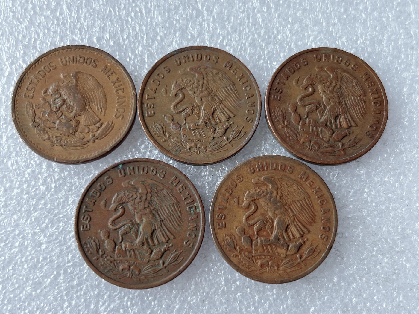 第一海外回流一元起拍收藏 散币专场 第103期 墨西哥20分大铜币金字塔 5枚