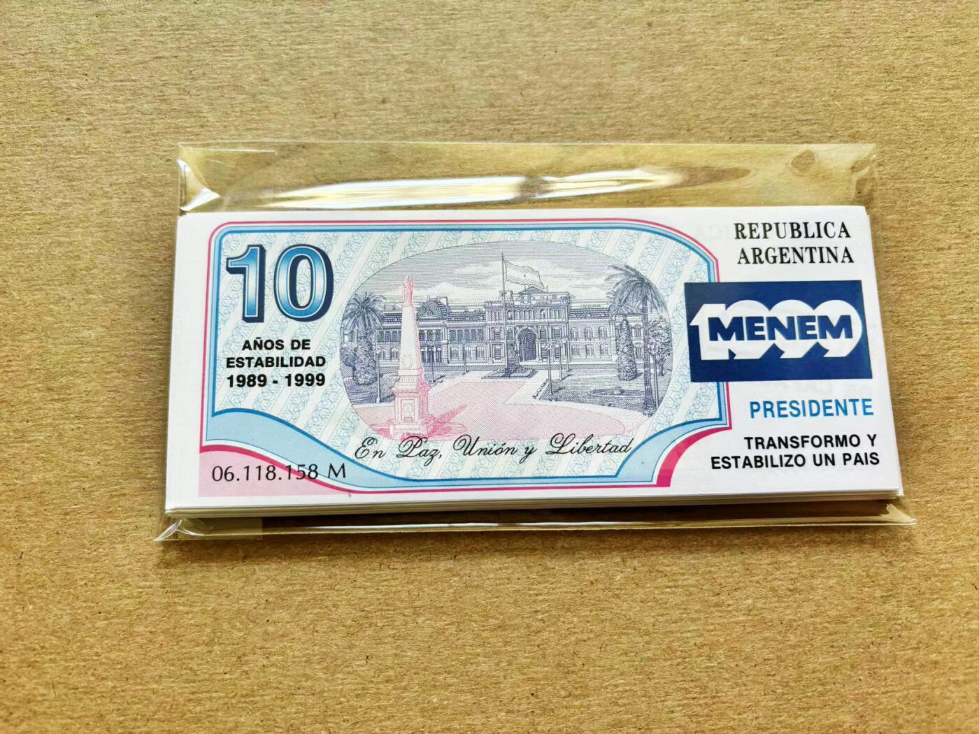 【Blue Auction】✨世界纸币精拍第511期【精】  【一组54张】阿根廷 竞选人竞选周边 10面值纪念券 UNC