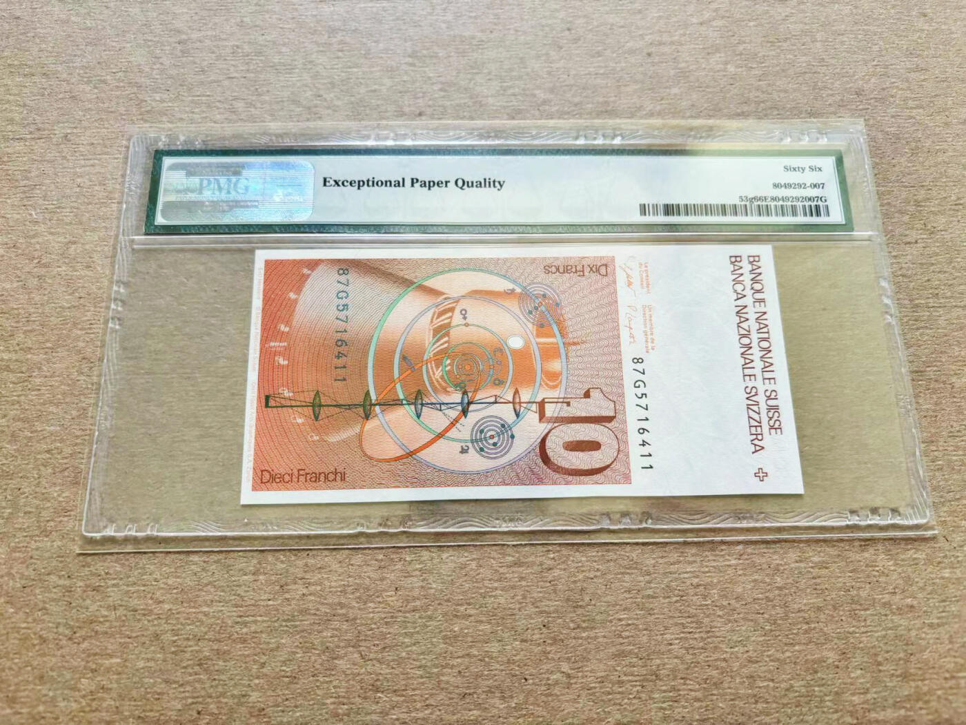 【Blue Auction】✨世界纸币精拍第511期【精】 瑞士 1987年10法郎 PMG66EPQ 老壳