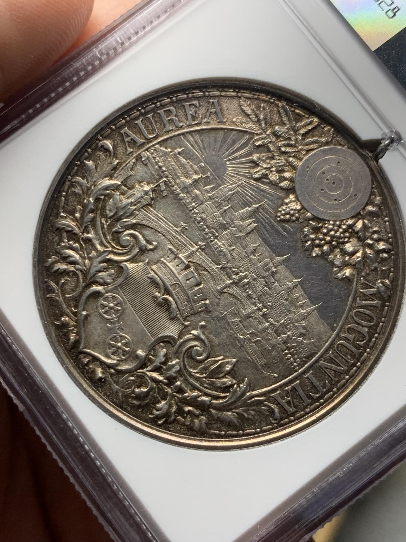 《竞宝斋》第291场- 周日，周一，周二 3场连拍 （全场包邮） NGC MS64 1894年德国美因茨射击节大银章 德章名誉品，冠军分顶级状态，值得入藏，吊环为原铸