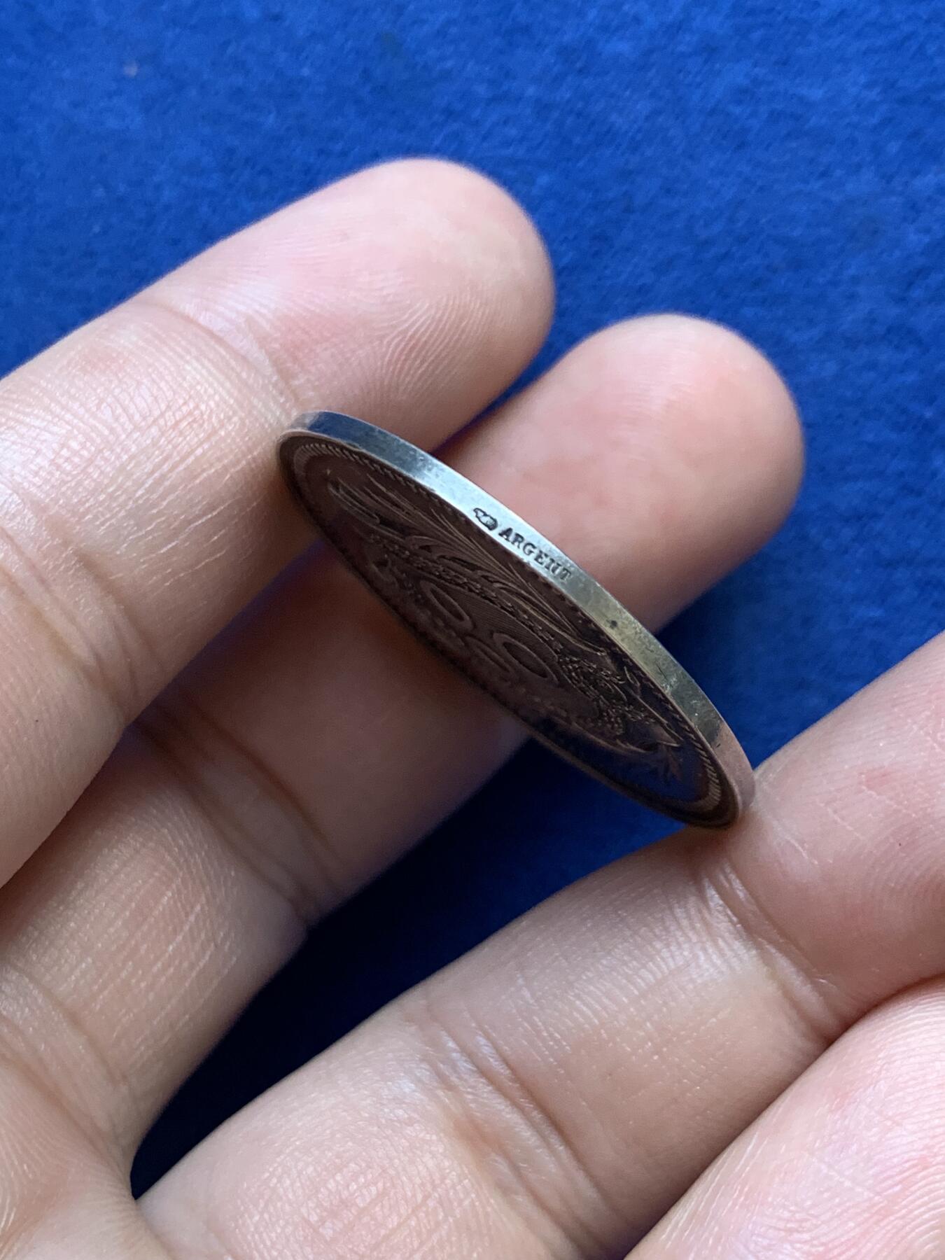 《竞宝斋》第291场- 周日，周一，周二 3场连拍 （全场包邮） 法国梅肯储蓄银行银质代币，11.83g，32.3mm，丰饶角边铭