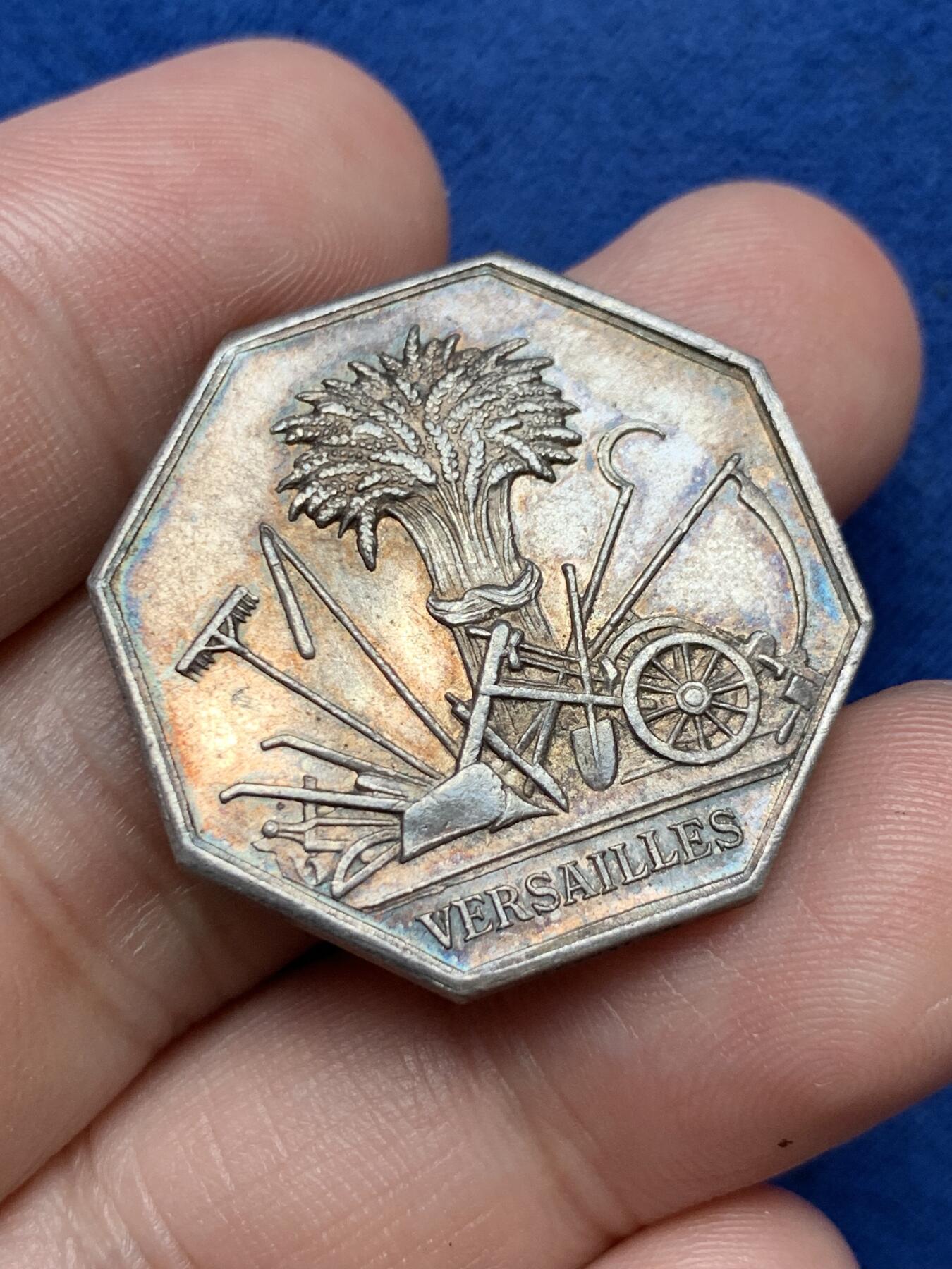 《竞宝斋》第291场- 周日，周一，周二 3场连拍 （全场包邮） 法国塞纳和瓦茨国家农业艺术兴业银行八角银jeton，29mm，13.9克，丰饶角+ARGENT边铭