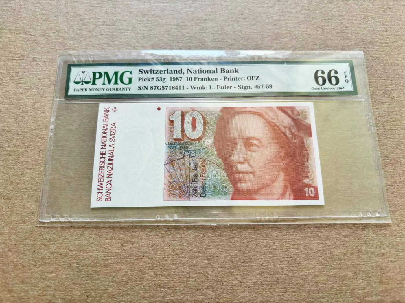 【Blue Auction】✨世界纸币精拍第511期【精】 瑞士 1987年10法郎 PMG66EPQ 老壳