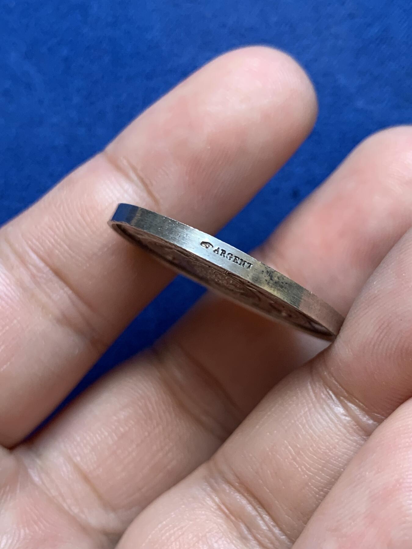 《竞宝斋》第291场- 周日，周一，周二 3场连拍 （全场包邮） 法国南特储蓄银行银质jeton，9.39g，28.7mm，手指边铭