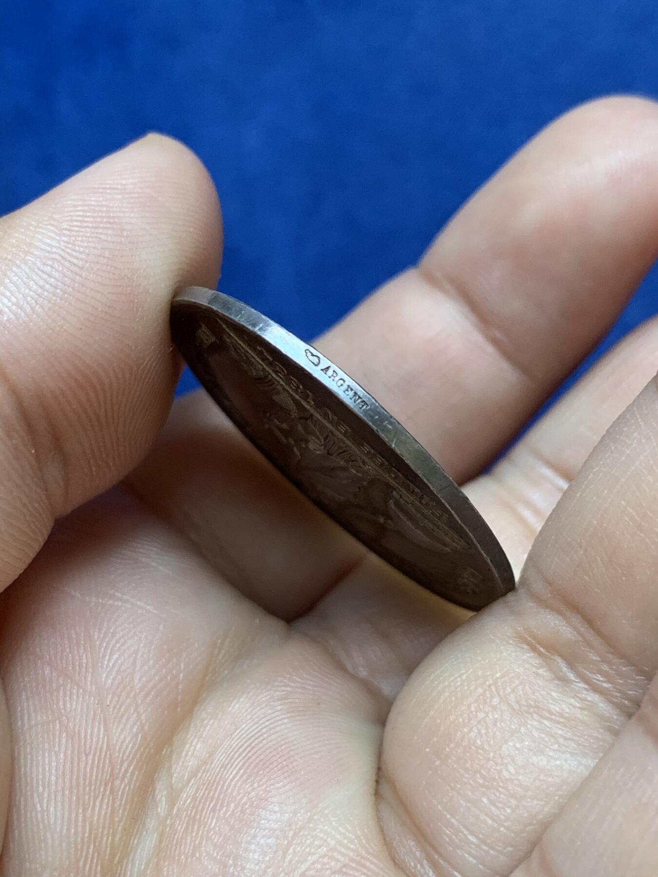 《竞宝斋》第291场- 周日，周一，周二 3场连拍 （全场包邮） 法国银质jeton，洛里昂储蓄银行，14.86g，33.7mm，丰饶角边铭