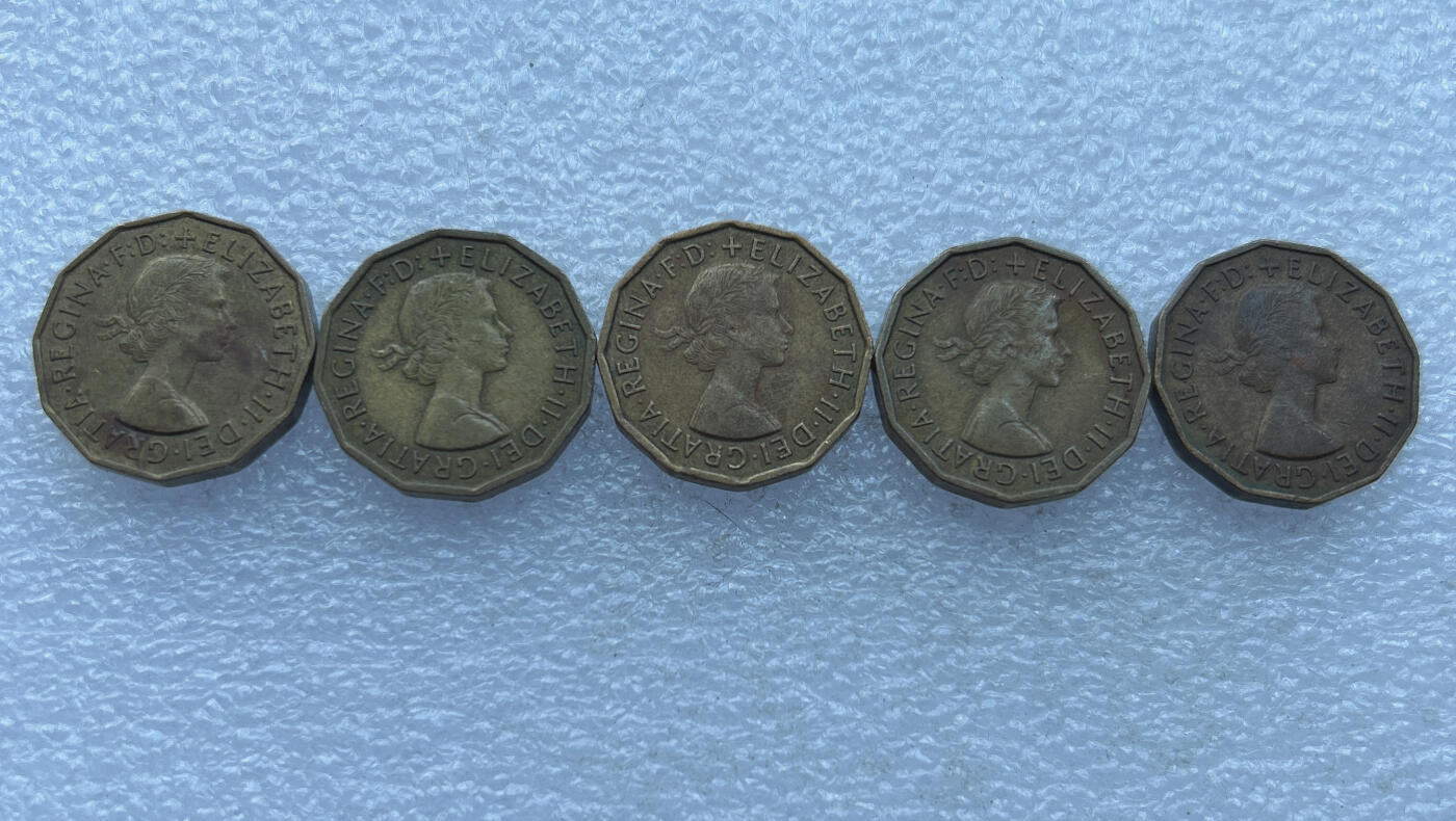 第一海外回流一元起拍收藏 散币专场 第103期 英国3便士铜币5枚